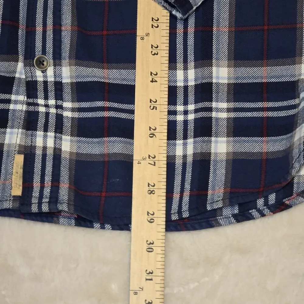 Jachs Men’s Flannel Shirt Blue Plaid Long Sleeve Button Front Casual Size M